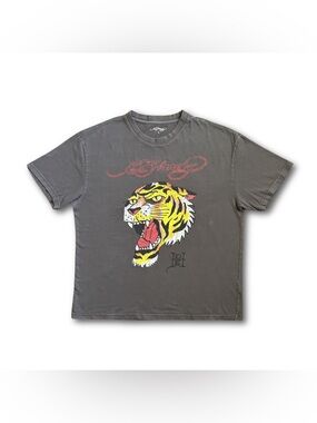 Y2K Ed Hardy Tattoos Brown Tiger T-shirt Mens Size Large